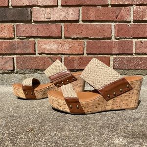 SOLD Crown vintage cork wedge sandals